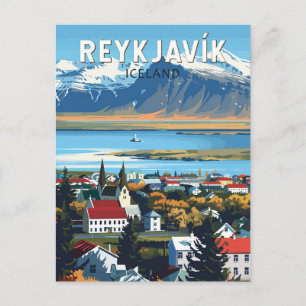 Reykjavík Island Reisen Vintag Postkarte