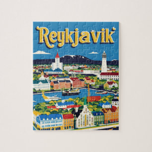 Reykjavík Island Reisen Vintag Puzzle