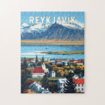 Reykjavík Island Reisen Vintag Puzzle<br><div class="desc">Reykjavík retro Vektor Reise Design. Reykjavík ist die nördlichste Hauptstadt eines souveränen Staat der Welt. Es gehört zu den saubersten,  grünsten und sichersten Städten der Welt.</div>