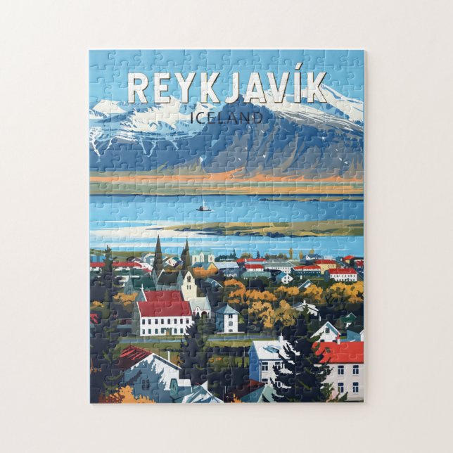 Reykjavík Island Reisen Vintag Puzzle (Vertikal)