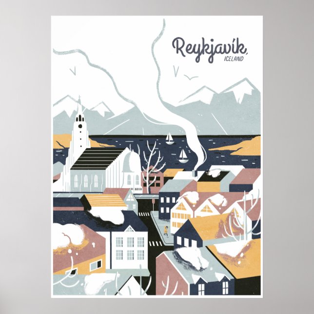 Reykjavik, Island, Reiseplakat Poster (Vorne)