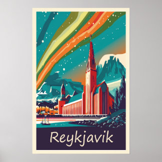 Reykjavik, Island, Reiseplakat Poster