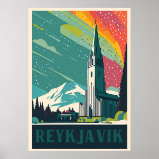 Reykjavik, Island, Reiseplakat Poster