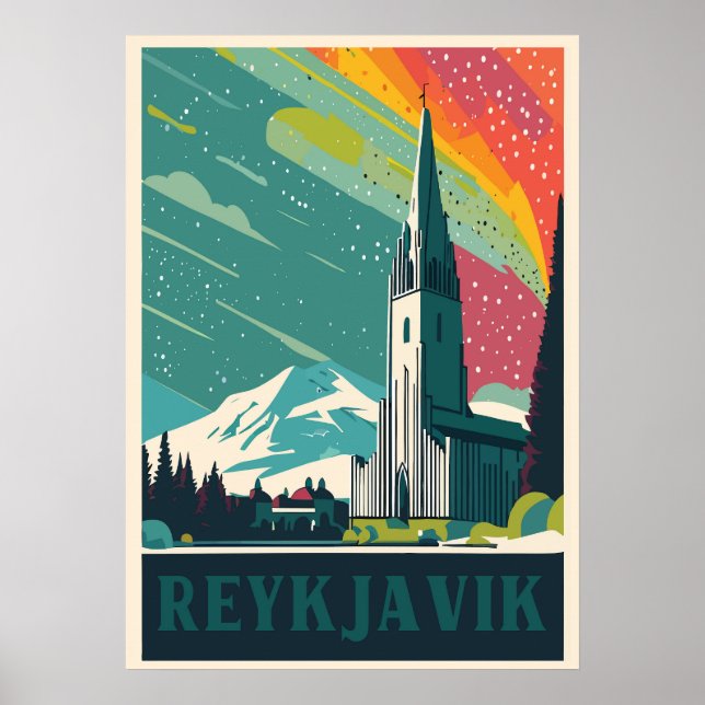 Reykjavik, Island, Reiseplakat Poster (Vorne)