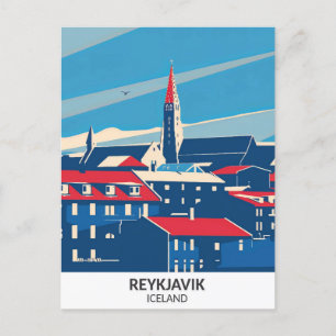 Reykjavik Island Retro Artwork Travel Postkarte