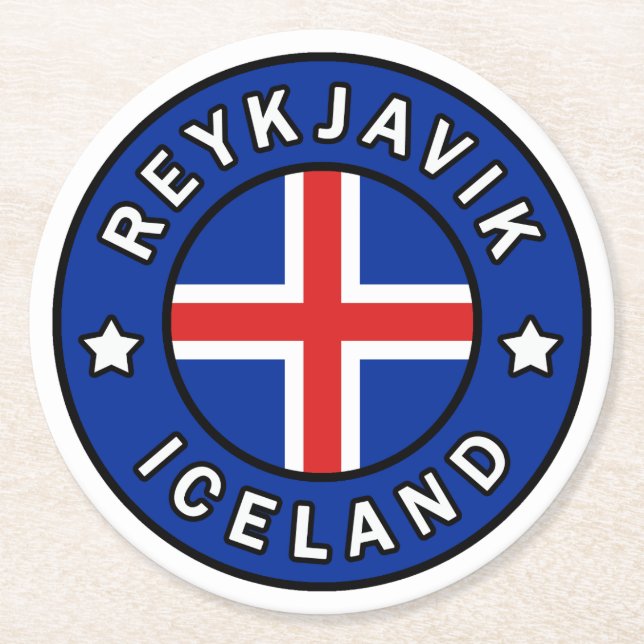 Reykjavik Island Runder Pappuntersetzer (Vorderseite)