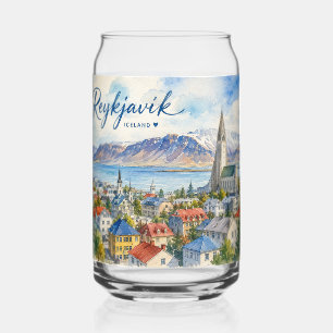 Reykjavik Island Souvenir Wasserfarbe Dosenglas