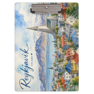 Reykjavik Island Souvenir Wasserfarbe Klemmbrett