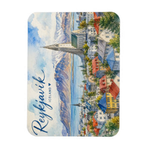Reykjavik Island Souvenir Wasserfarbe Magnet