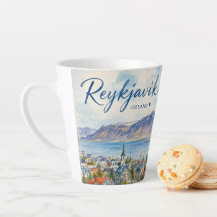 Reykjavik Island Souvenir Wasserfarbe Milchtasse
