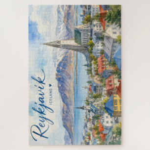 Reykjavik Island Souvenir Wasserfarbe  Puzzle