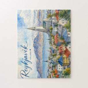 Reykjavik Island Souvenir Wasserfarbe  Puzzle