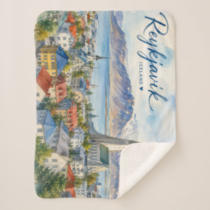 Reykjavik Island Souvenir Wasserfarbe Sherpadecke