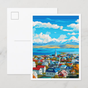Reykjavik Island Vintage Postkarte