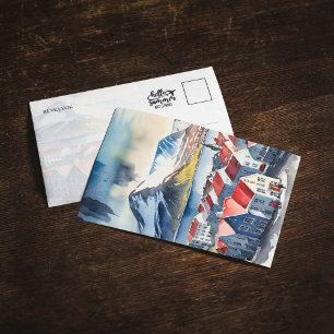 Reykjavik Island Wasserfarben-Postkarte Einladung