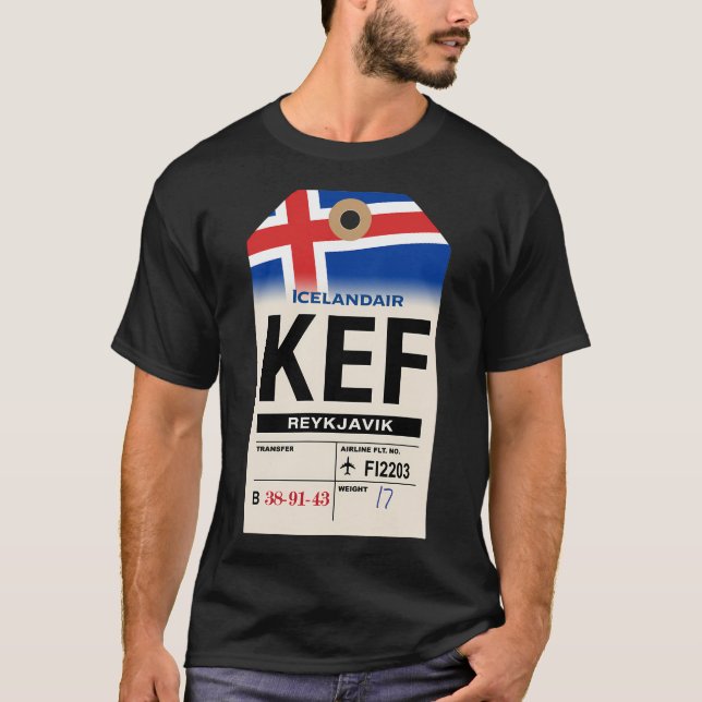 Reykjavik (Kef) Iceland Airline Luggage Tag T-Shirt (Vorderseite)