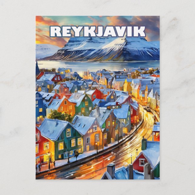 Reykjavík, wo Kultur und Kunst blühen Postkarte (Vorderseite)