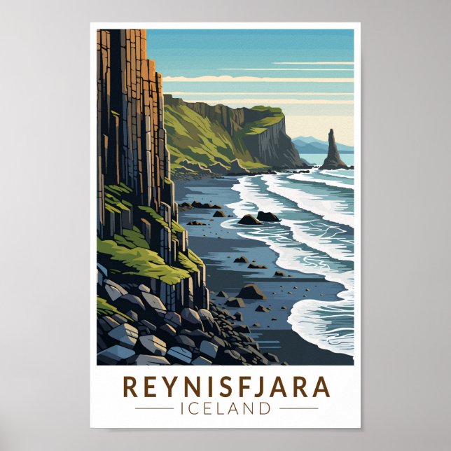 Reynisfjara Beach Island Reisen Vintag Poster (Vorne)