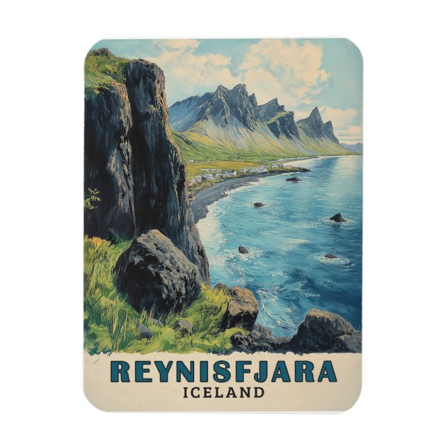 Reynisfjara Beach Island Vintage Travel Magnet (Vertikal)