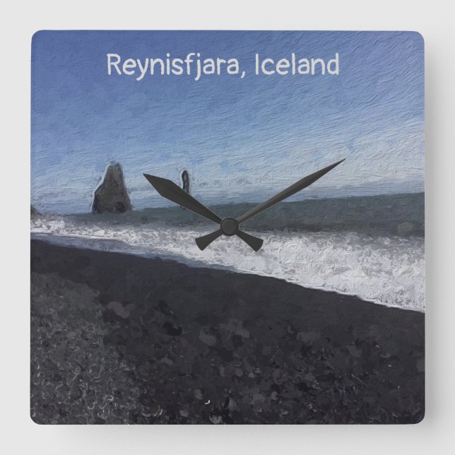 Reynisfjara, Island Quadratische Wanduhr (Vorderseite)