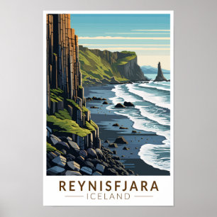 Reynisfjara Strand Island Reise Kunst Vintage Poster