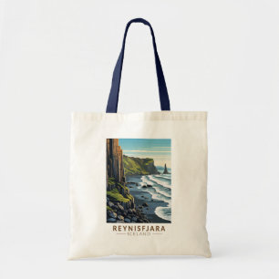 Reynisfjara Strand Island Reise Kunst Vintage Tragetasche