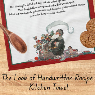 Rezept Andenken Rot Weihnachten Vintage Santa Geschirrtuch