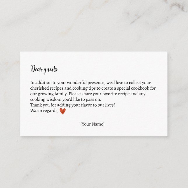 Rezept Austausch Autumn Teddy Bear Baby Dusche Begleitkarte (Rückseite)