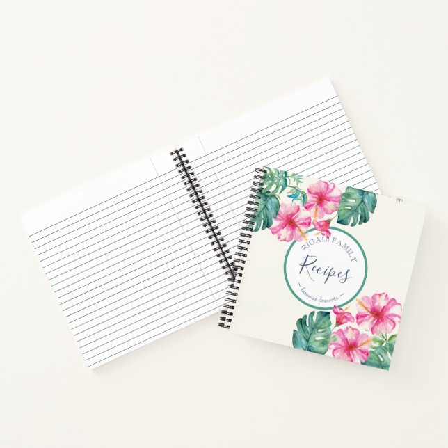 Rezept Bücher Rosa Aquarellfarben Blume Grüne (Innenseite)