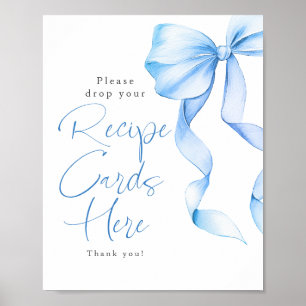 Rezept Cards Dusty Blue Bow Brautparty Signierung Poster