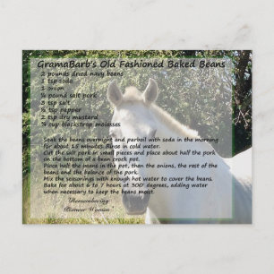 Rezept für altmodische Bohnen Postkarte