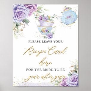 Rezept für Braut-Mutter-Schild für lila florale Te Poster