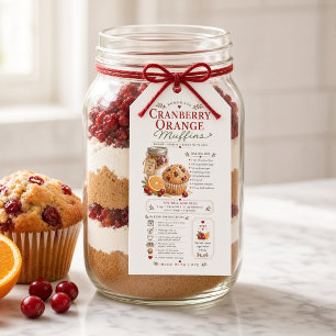 Rezept für Cranberry-Orangen-Muffins im Mason-Glas Geschenkanhänger