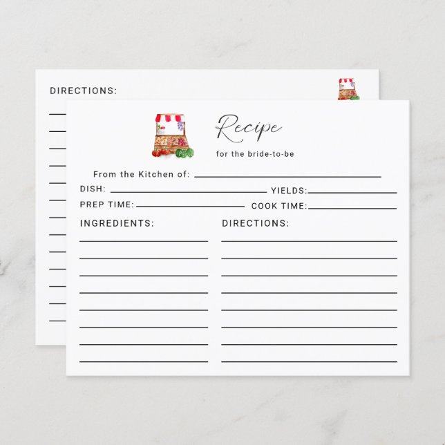 Rezept für das Brautparty "Bride Off the Market" (Vorne/Hinten)