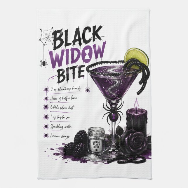 Rezept für den Biss der Schwarzen Witwe Geschirrtuch (Vertikal)