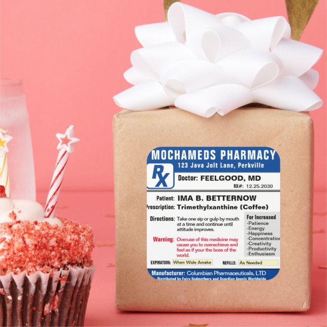 Rezept für den rechteckigen Aufkleber für Kaffee (Party)