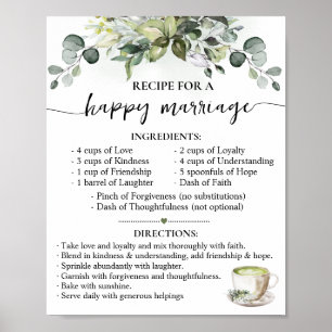 Rezept für eine glückliche Ehe Matcha Hochzeitsges Poster