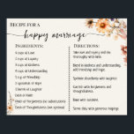 Rezept für eine glückliche Ehe Neuvermählte Wildbl Poster<br><div class="desc">Klicken Sie auf "Design bearbeiten",  um das Layout zu personalisieren oder zu ändern (Textänderung,  Schriftart,  Schriftart). ** Bitte lesen Sie die vollständige Auflistung für die passende Einladung,  Brautparty-Spiele,  Tags und Signatur verfügbar**</div>