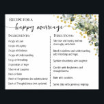Rezept für eine glückliche Ehe Newlyweds Eukalyptu Poster<br><div class="desc">Klicken Sie auf "Design bearbeiten",  um das Layout zu personalisieren oder zu ändern (Textänderung,  Schriftart,  Schriftart). ** Bitte lesen Sie die vollständige Auflistung für die passende Einladung,  Brautparty-Spiele,  Tags und Signatur verfügbar**</div>