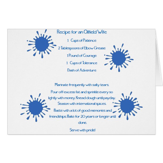 Rezept für eine Ölfeld-Ehefrau (Vorderseite (Horizontal))