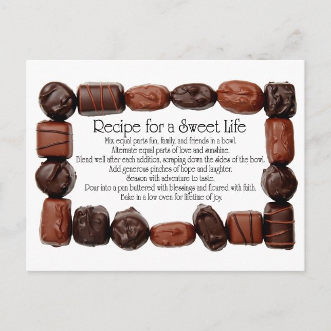 Rezept für einen süßen Bonbonrahmen Postkarte (Vorderseite)