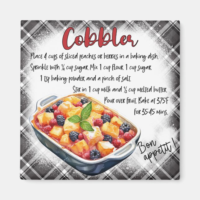 Rezept für Frucht Cobbler Magnet (Vorne)