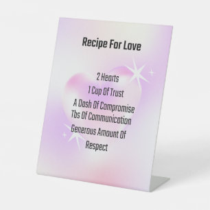 Rezept für Liebe Display für Hochzeit oder Verlobu Sockelschild