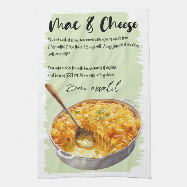 Rezept für Mac und Käse Geschirrtuch (Vertikal)