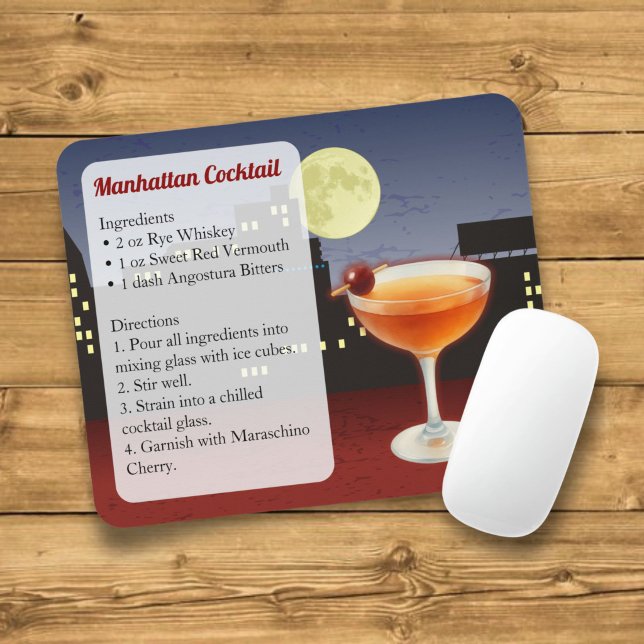 Rezept für Manhattan Cocktail Mousepad (Von Creator hochgeladen)