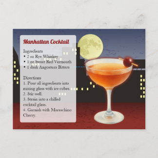 Rezept für Manhattan-Cocktail Postkarte