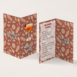 Rezept für Manhattan Cocktail Visitenkarten