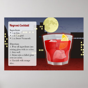 Rezept für Negroni-Cocktail Poster