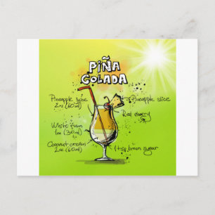 Rezept für Pina Colada Cocktails Postkarte