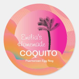 Rezept für rosa selbstgemachten Coquito-Getränk Runder Aufkleber